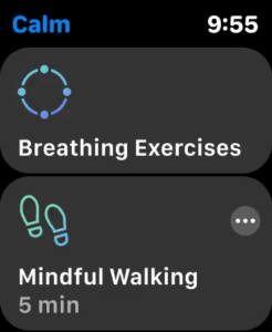 print de tela do app calm para smartwatch